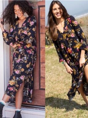 NWT Natural Life Rowan Floral Side Slit Midi Dress